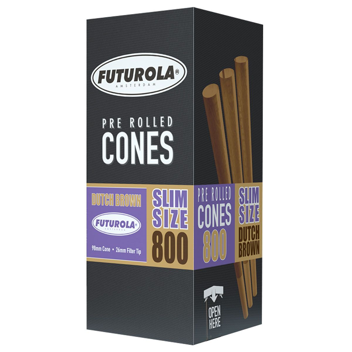 Futurola Cônes Pré-Roulés Taille Slim 98/26 (Brun) Commande spéciale