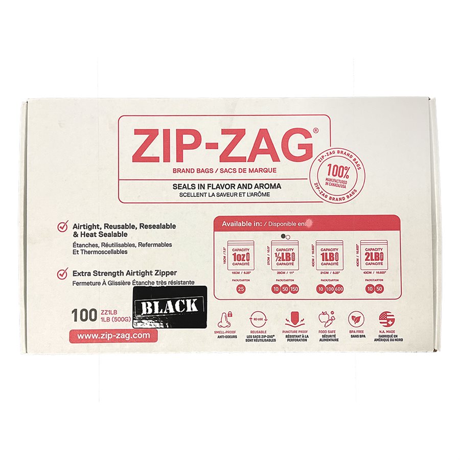Zip-zag noirs de 1 LB 29.21 CM X 42.55 CM (100)