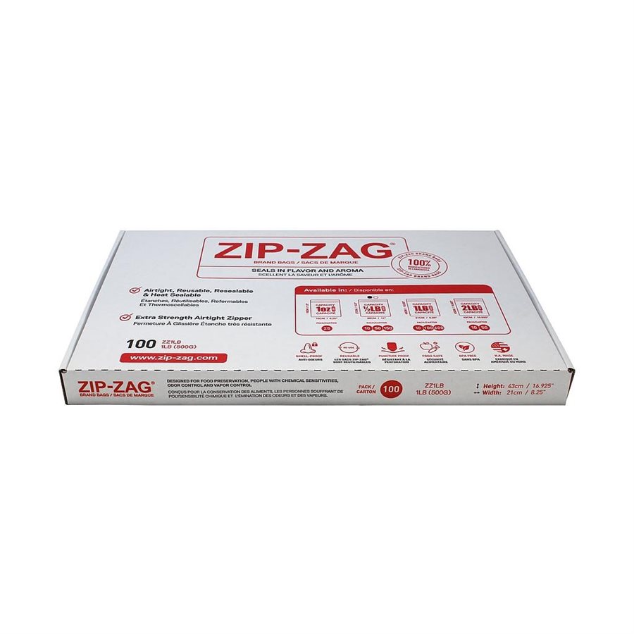 Zip-zag original sacs de 500GR/1LB 29.21 CM X 42.55 CM (100)