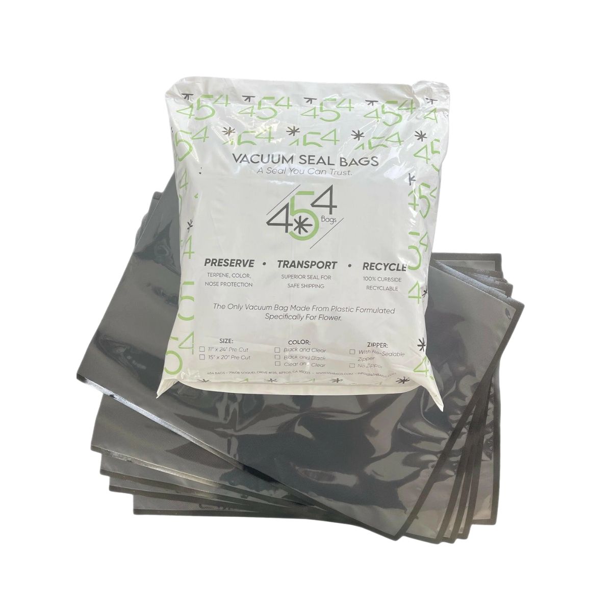 454 Bags Pre Cut Vacuum Sealer Bags Black & Clear 11" x 24" (250)