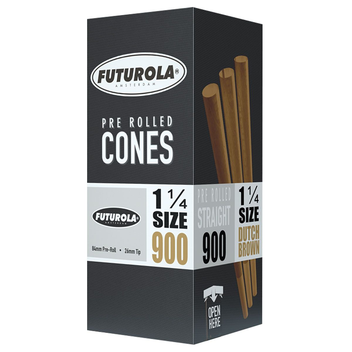 Futurola Cônes Pré-Roulés 1 1/4 Taille 84/26 (Straight, Brun) Commande spéciale