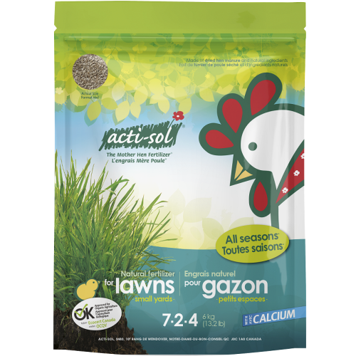 ACTI-SOL Engrais pour gazon petits espaces 7-2-4, 6 kg